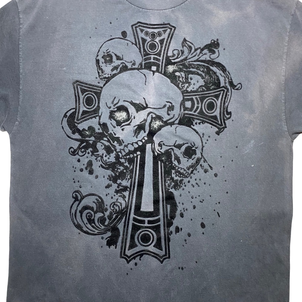 Anchor Blue - Like Affliction‎ cross skull shirt